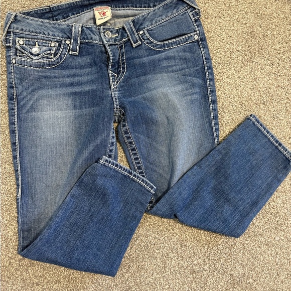Y2K True Religion Women's Lowrise Skinny Capri Denim Jeans Size‎ 28 - Picture 9 of 9